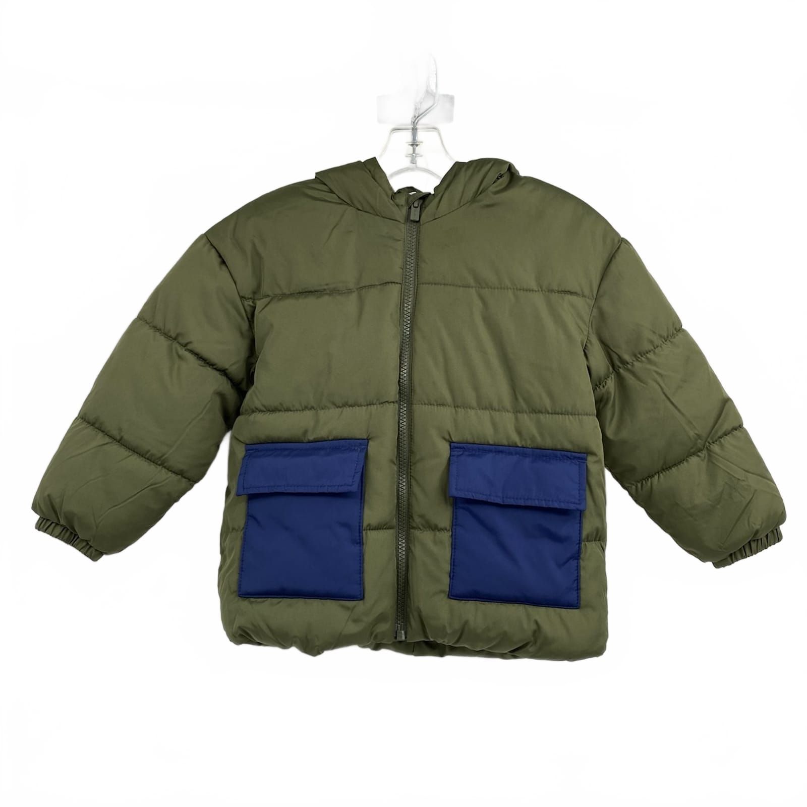 Old Navy Green Blue Dinosaur Spiked Hood Puffer Coat