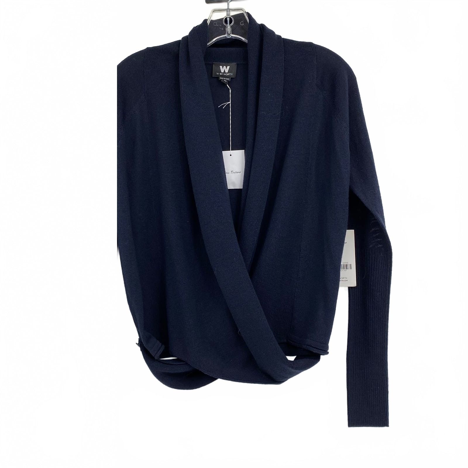 W by Worth Navy Wool Wrap Cardigan