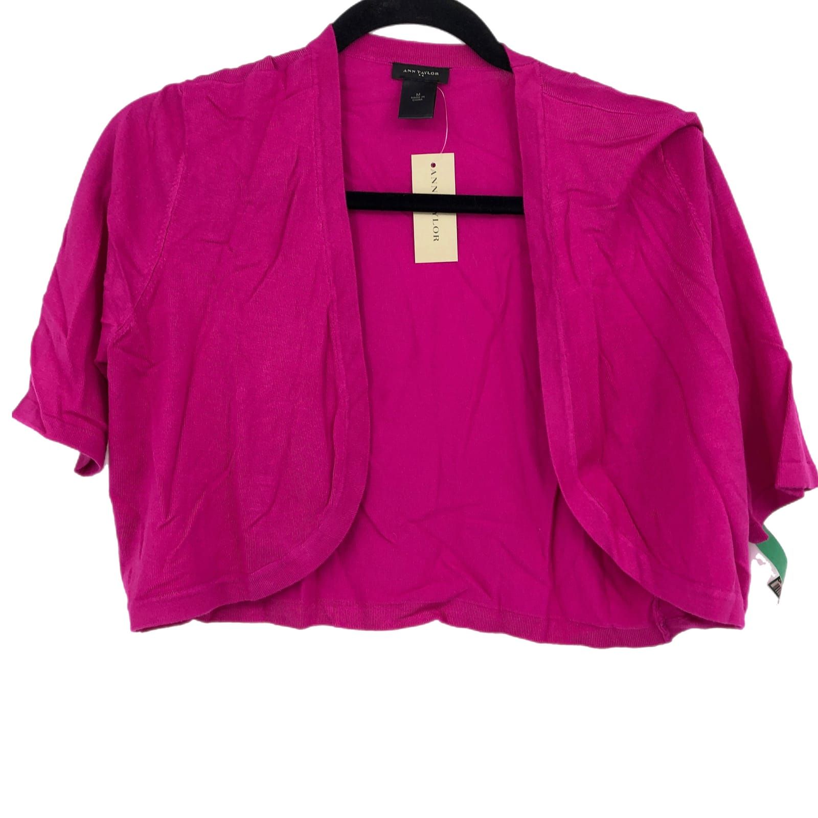Ann Taylor Pink Short Sleeve Cardigan