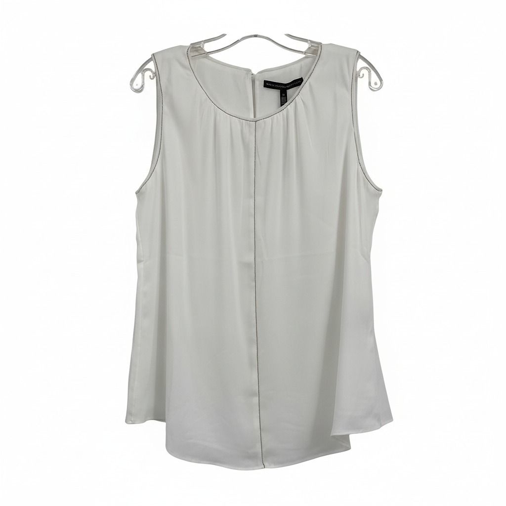 White House Black Market White Silver Tank Top