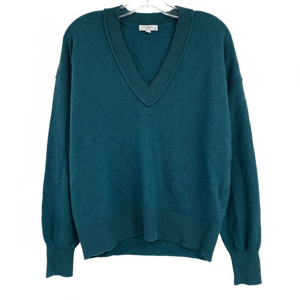 Equipment Teal Green V-Neck Wool Cashmere Blend Sweater