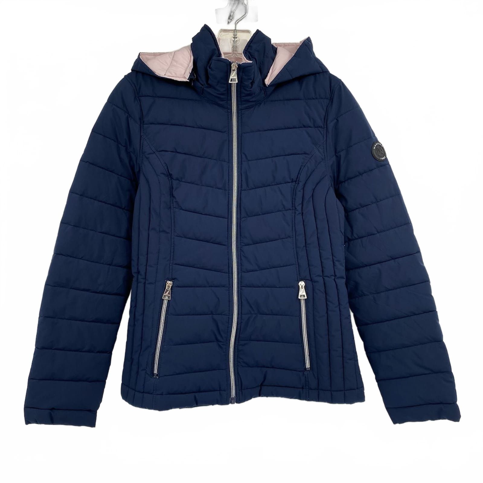Nautica Navy Blue Hooded Puffer Jacket