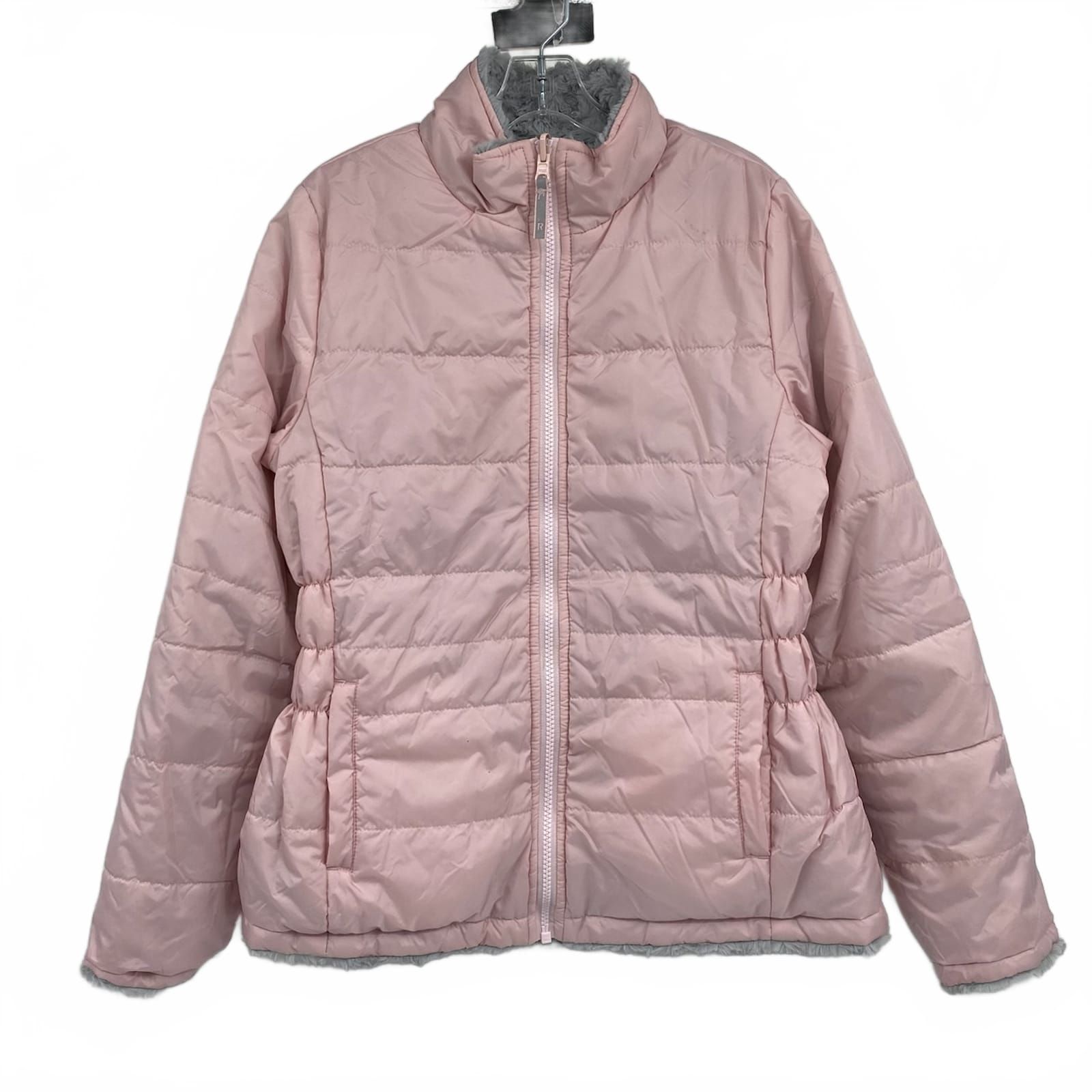 Rokka & Rolla Pink & Gray Reversible Fuzzy-Lined Puffer Jacket