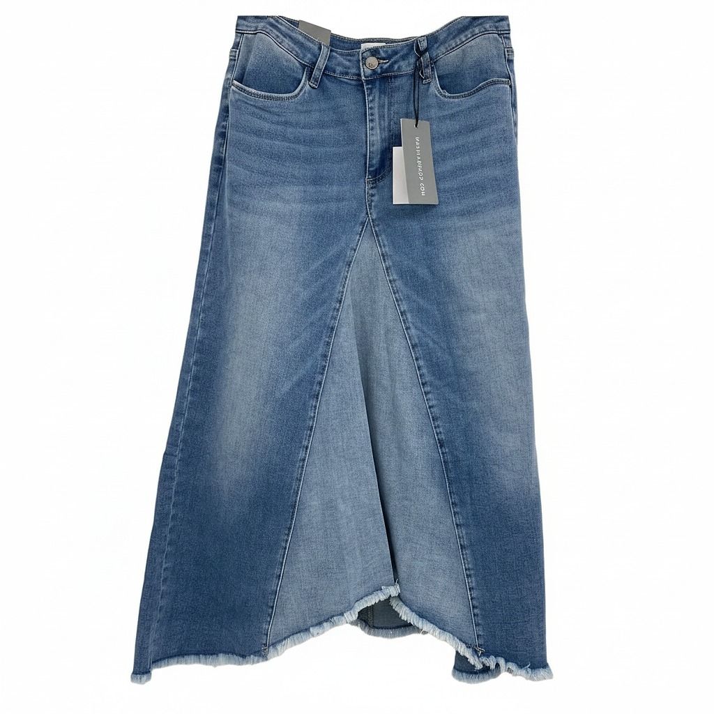 Wash Lab Blue Selma Flare Midi Skirt