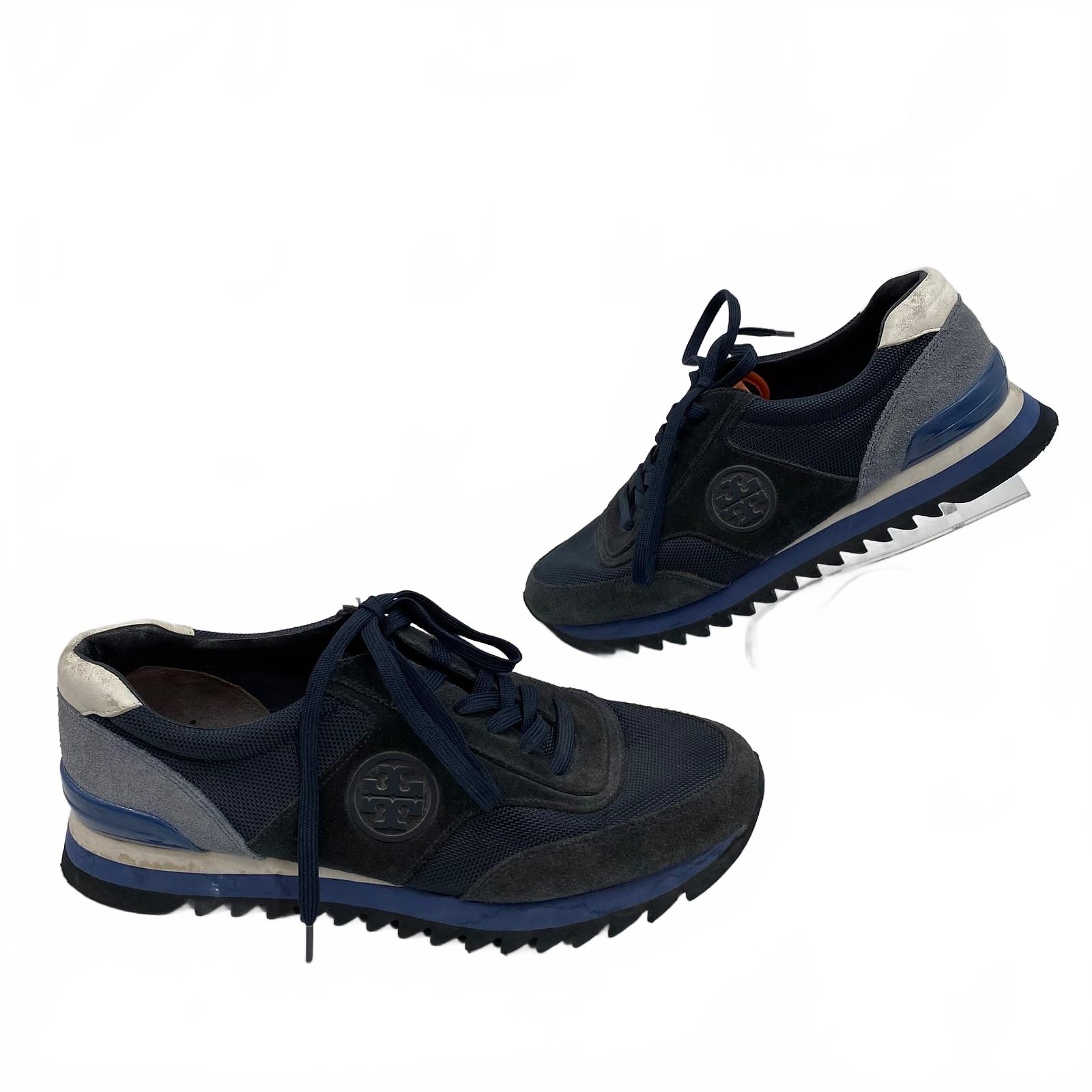 Tory Burch Blue Sawtooth Logo Sneakers