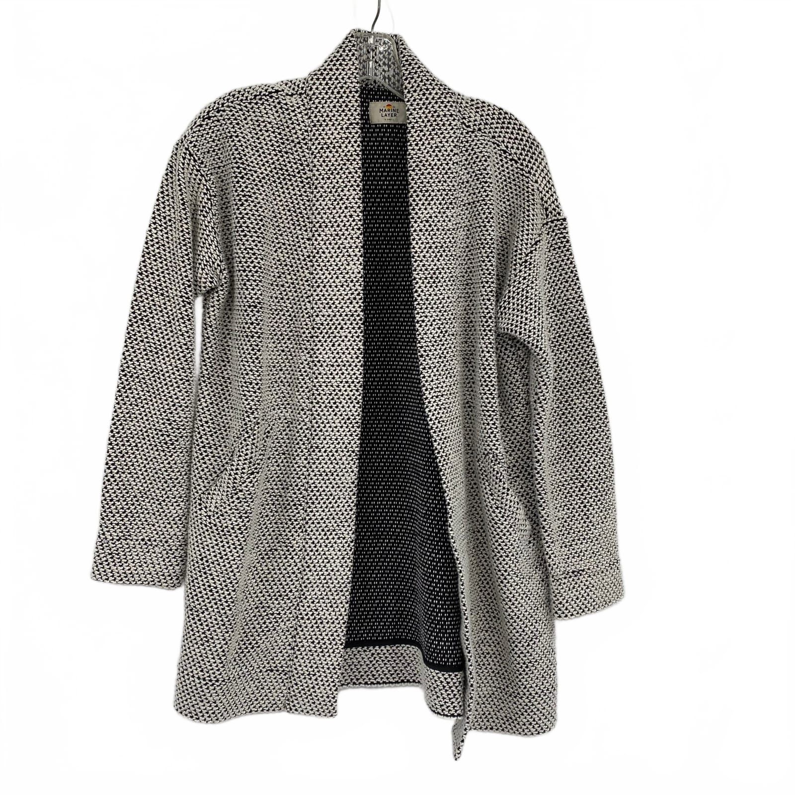 Marine Layer Black White Cotton Blend Cardigan Shrug