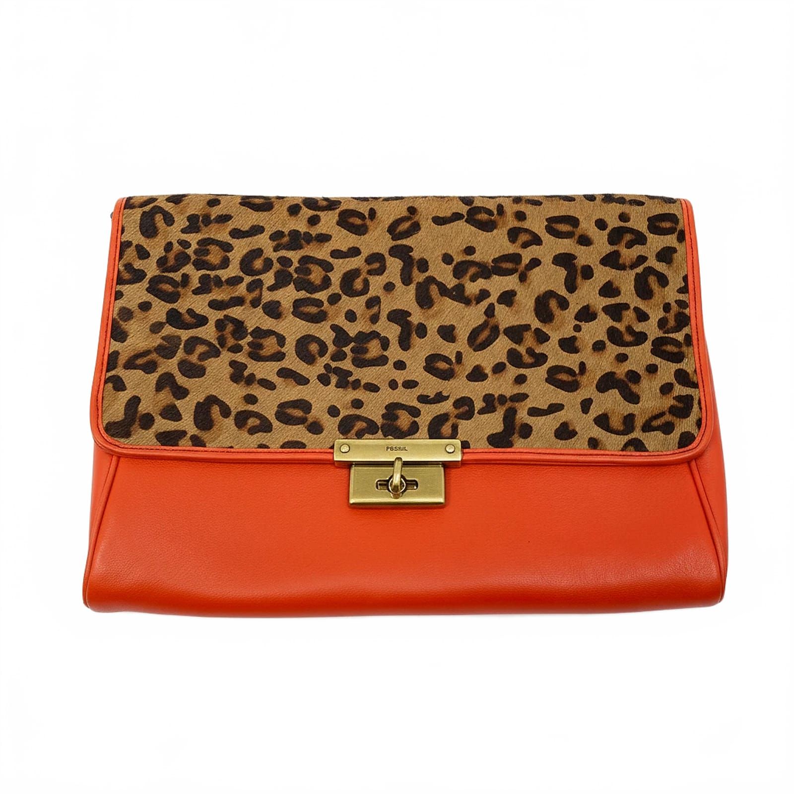 Fossil Orange Leather Clutch