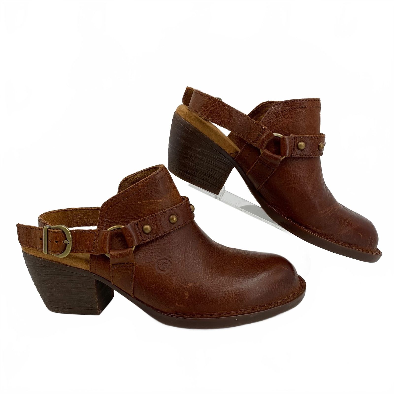 Born Brown Bagley Leather Harness Mules