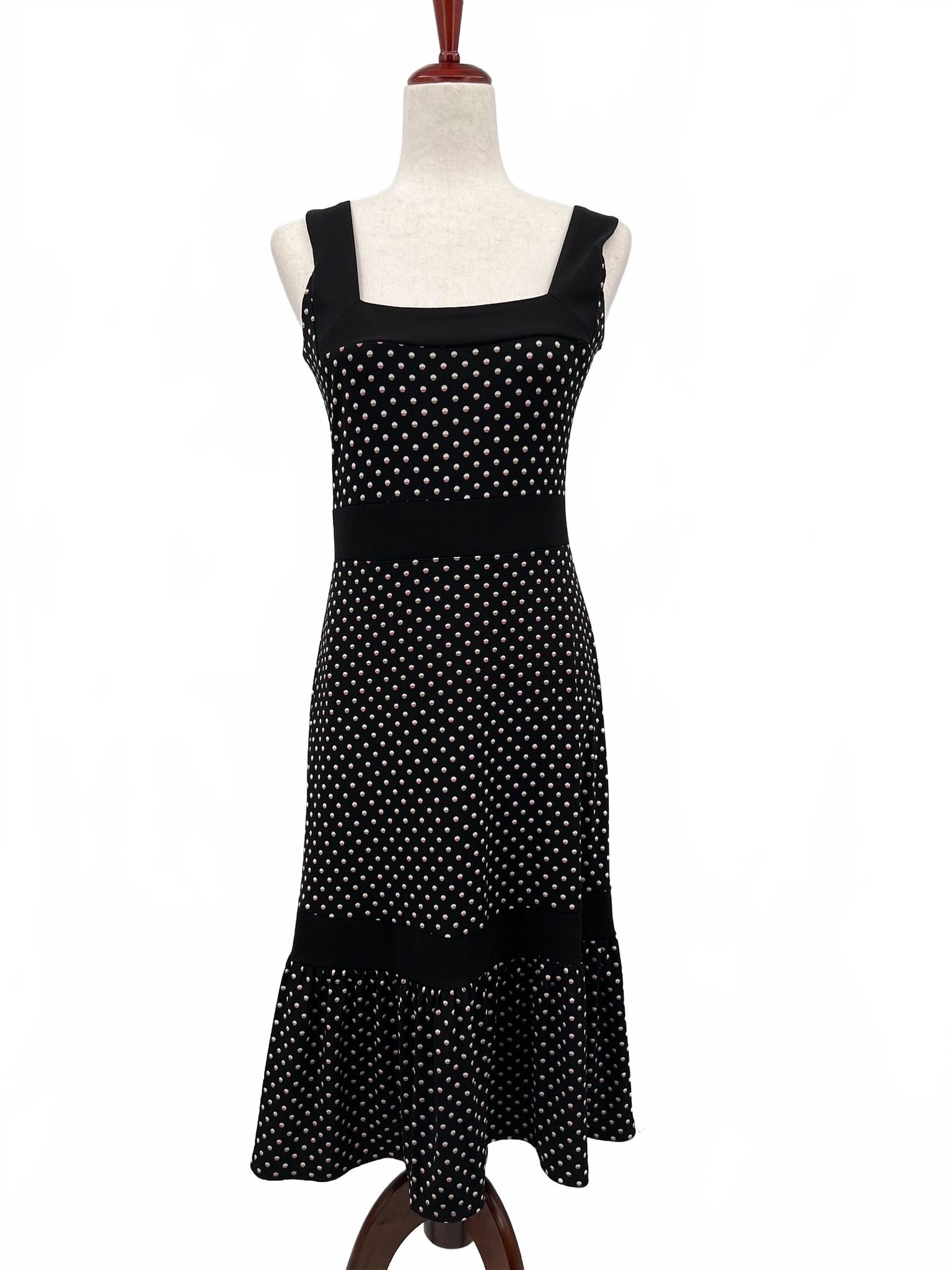 BCBGMaxAzria Black Polka Dot Midi Dress