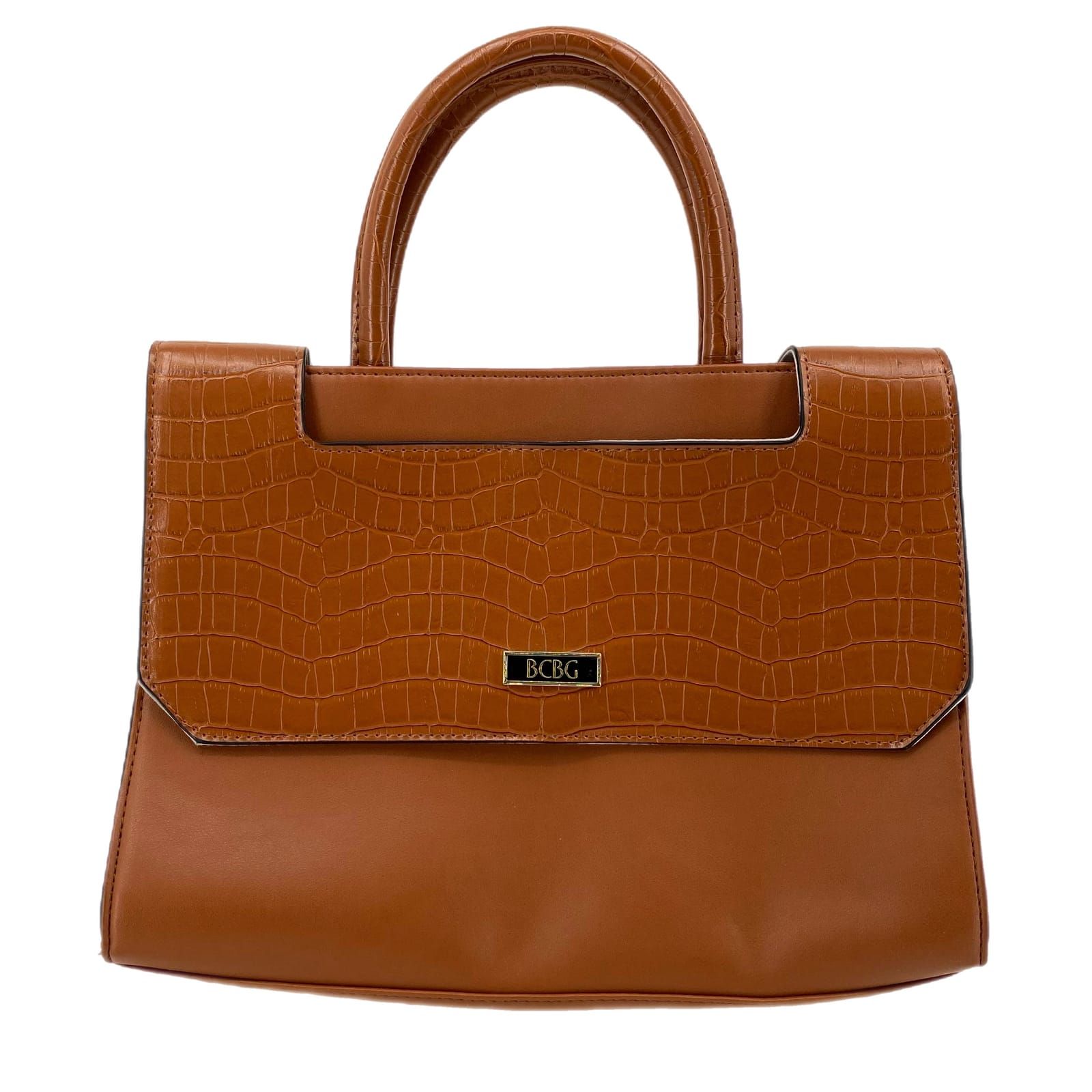 BCBG Tan Leather Satchel/Top Handle Bag