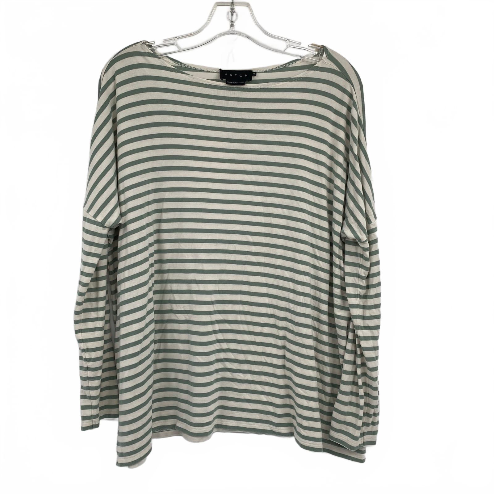Hatch White & Green Striped Long-Sleeve Tee