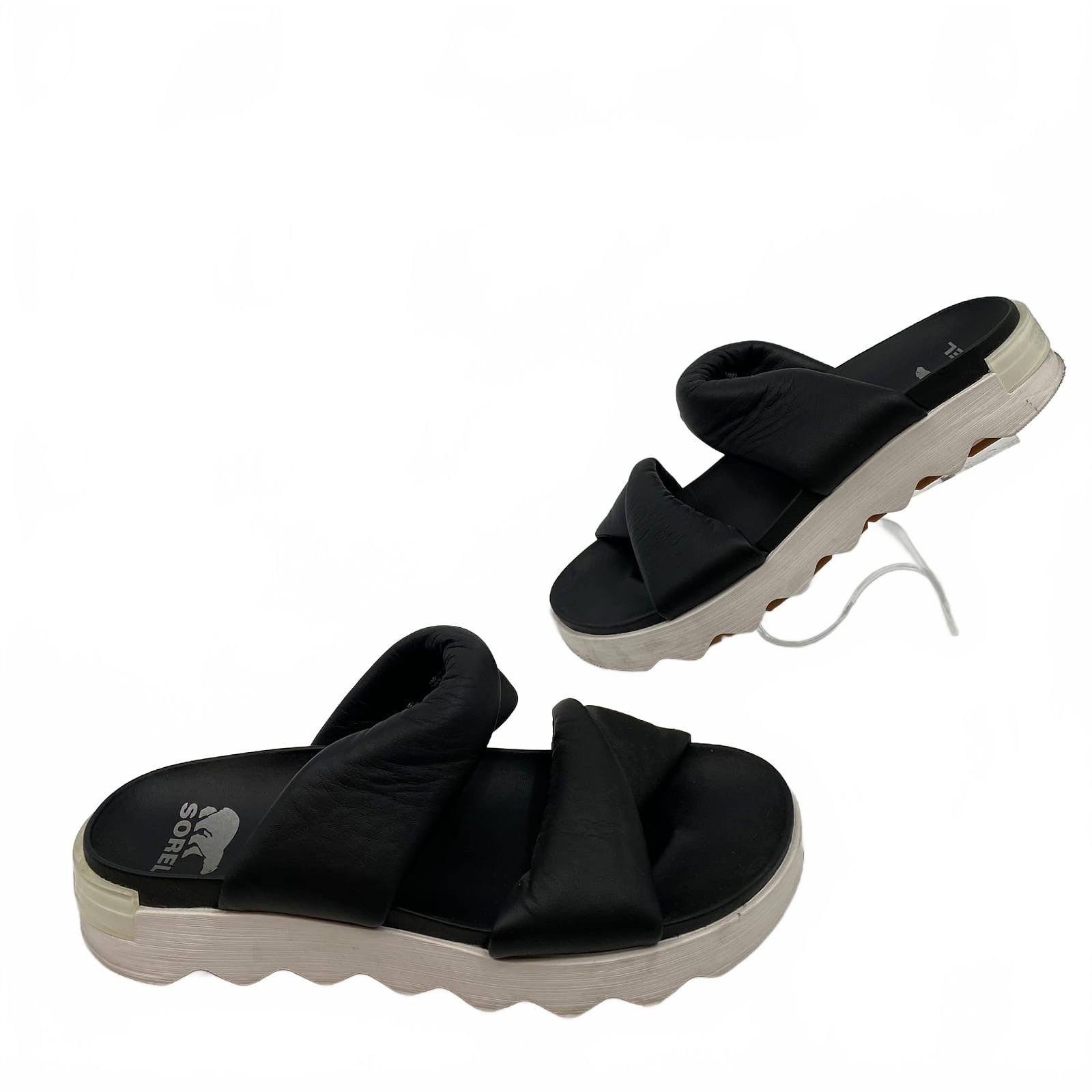 Sorel Black Leather Twist Slide