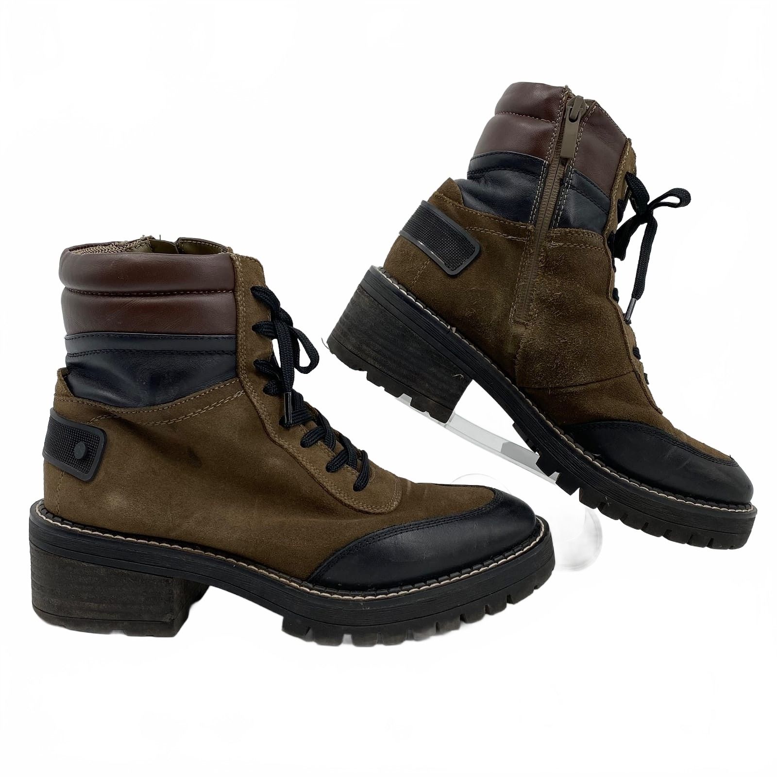 Franco Sarto Green Black Lace-Up Boots