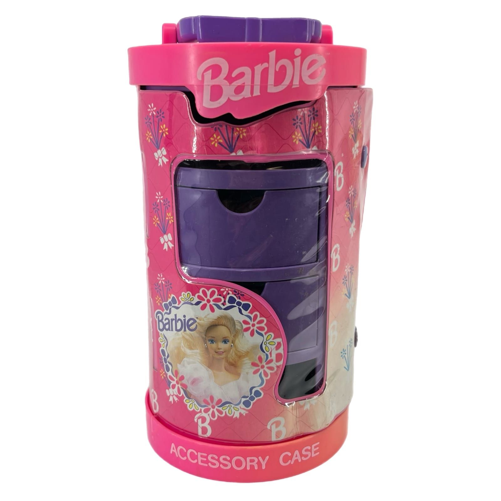 Vintage 1992 Mattel Barbie Pink Accessory Cylinder Case