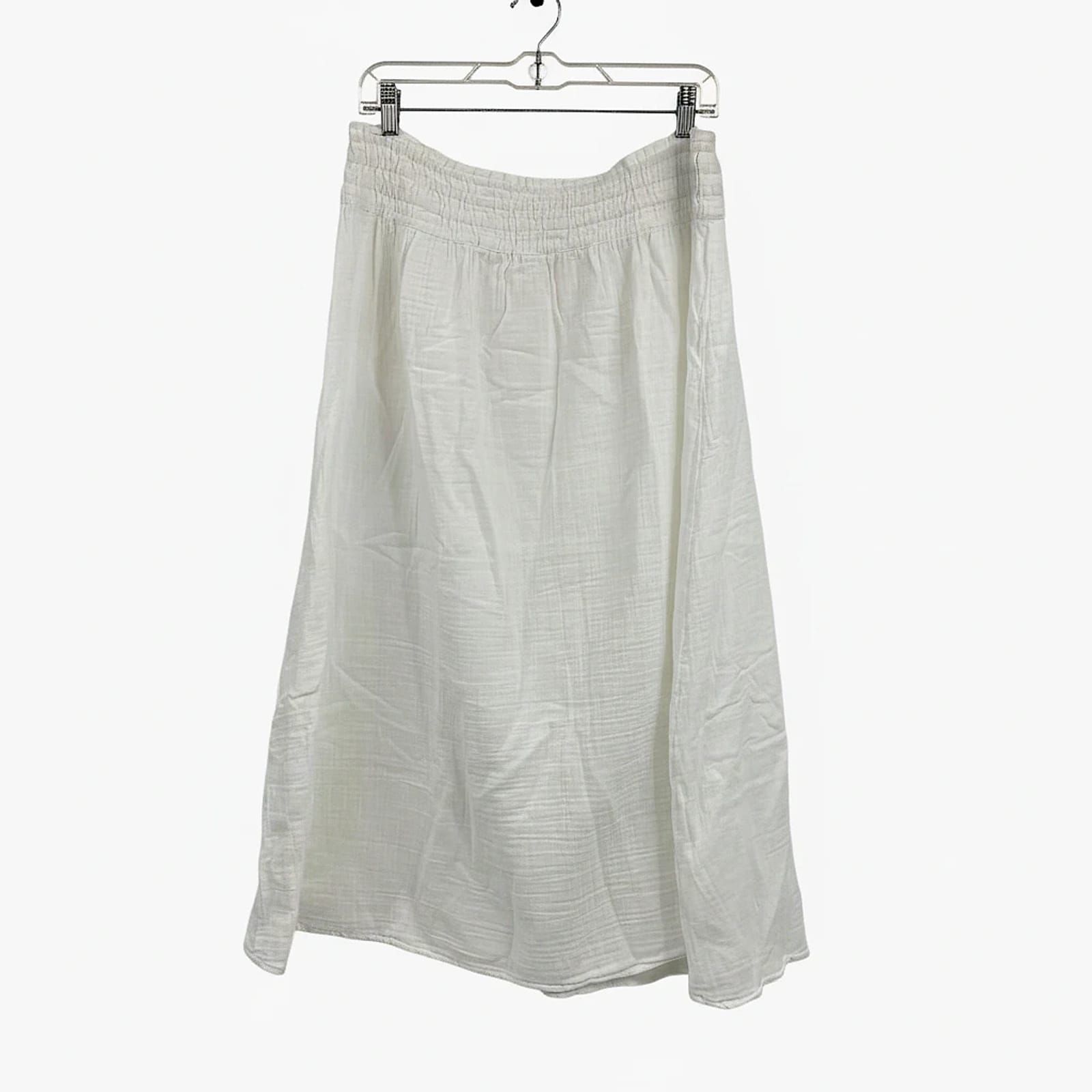 Little Moon White 100% Cotton Midi A-Line Skirt