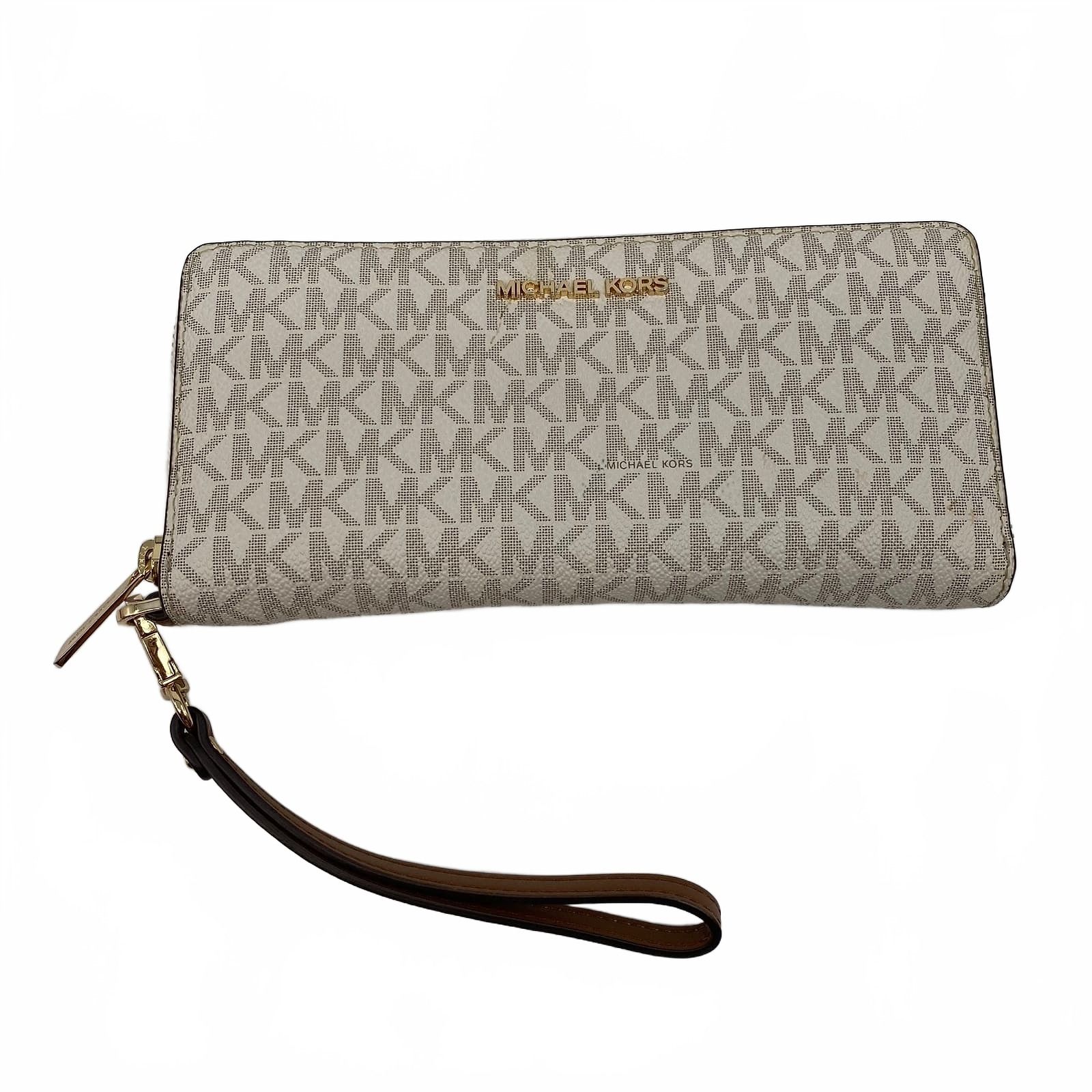 Michael Kors White Leather Logo Continental Wallet