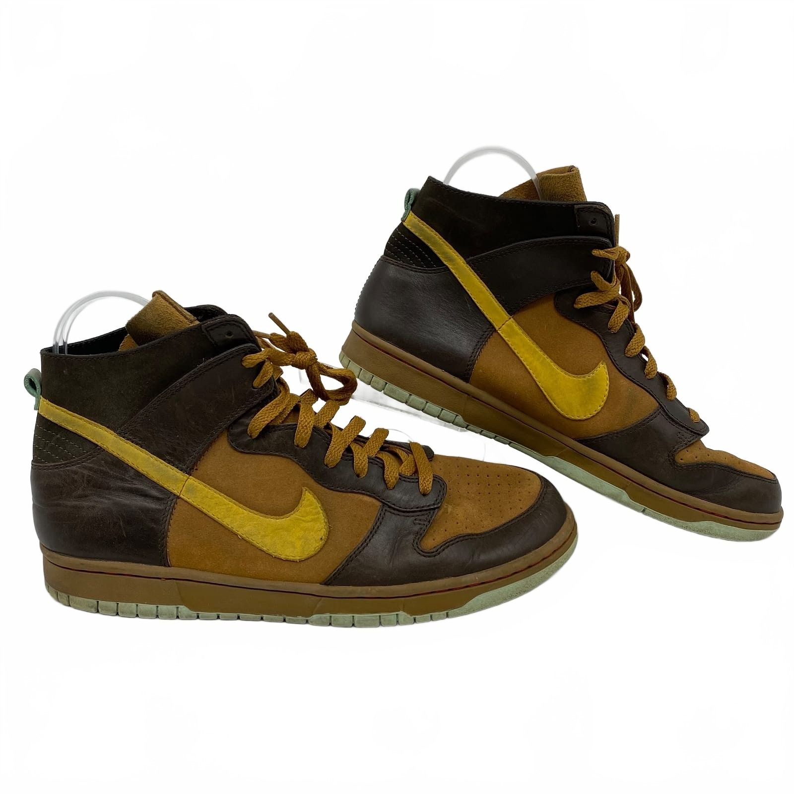 Nike Brown Yellow Leather High Top Sneakers