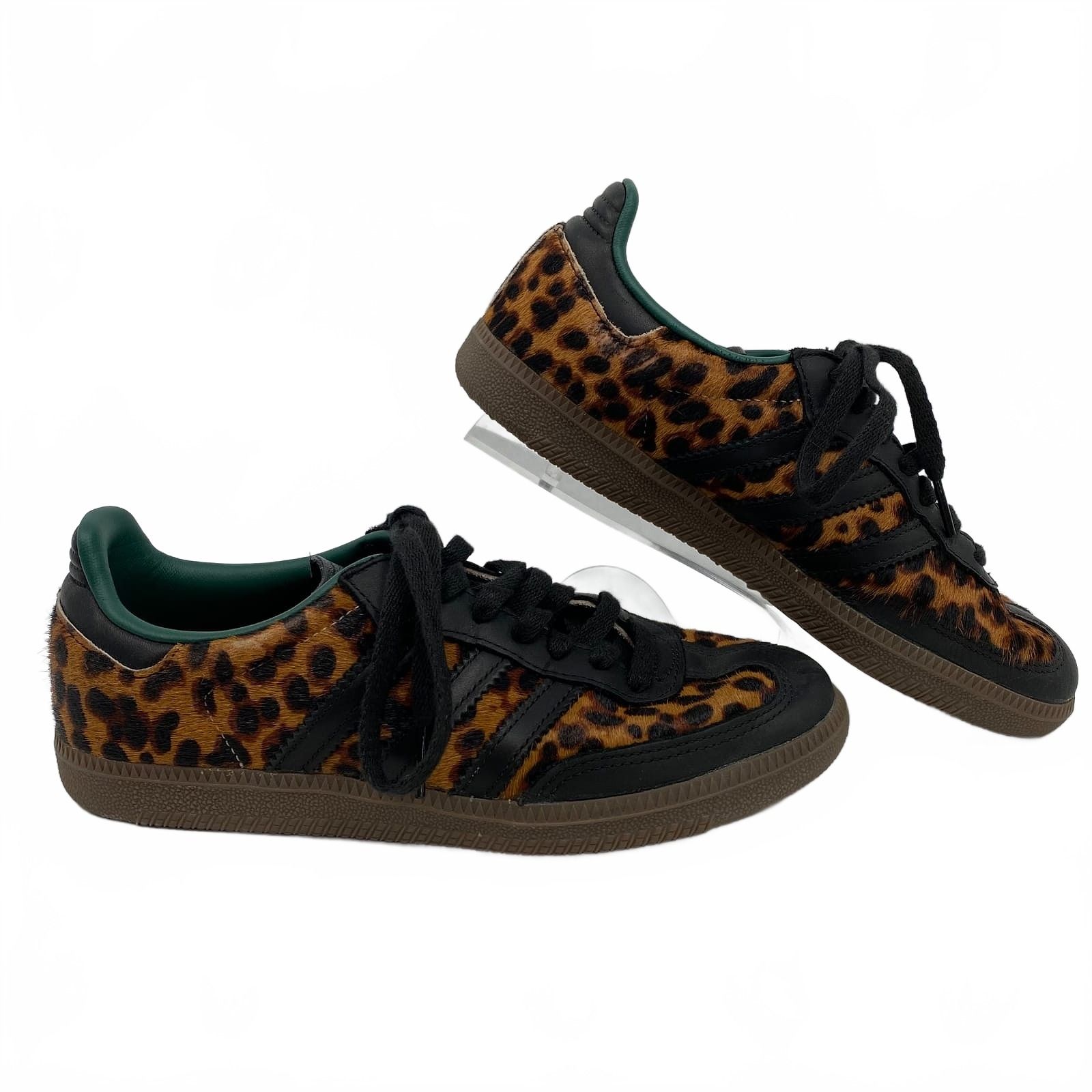 Adidas Black Brown Cheetah Print Pony Hair Sneakers Trim