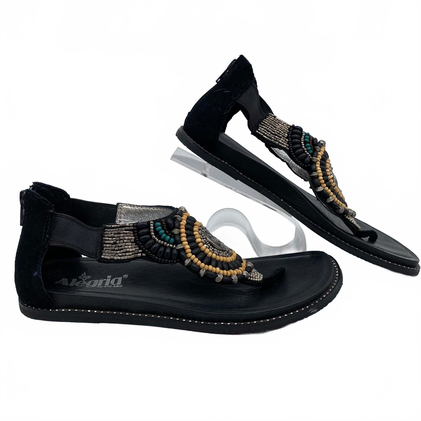 Alegria Black Beaded Sandals