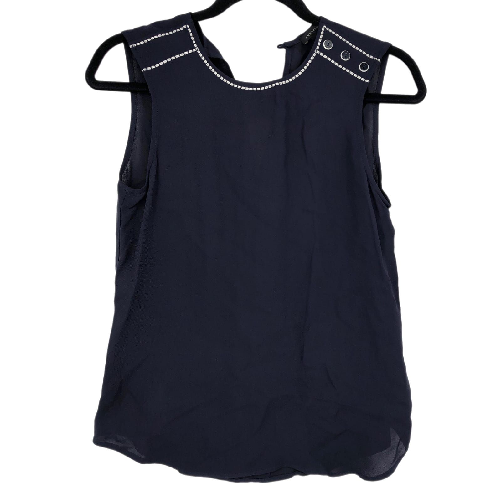 Ann Taylor Blue & White Sleeveless Blouse