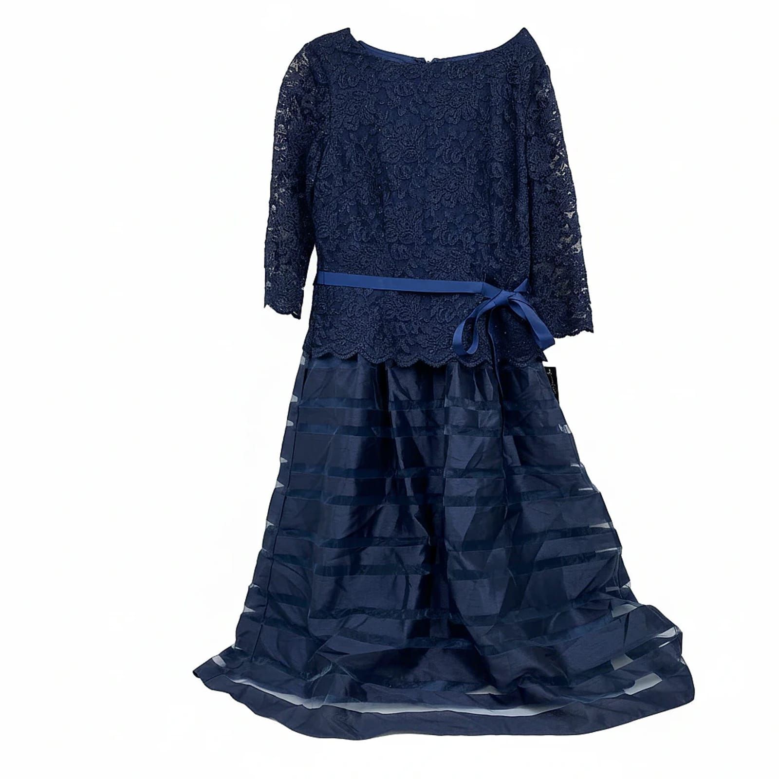Alex Evenings Blue Glitter Midi A-Line Dress