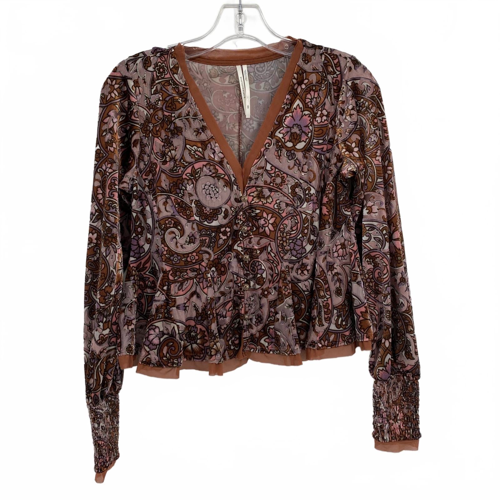 Anthropologie Velvet Blouse Brown