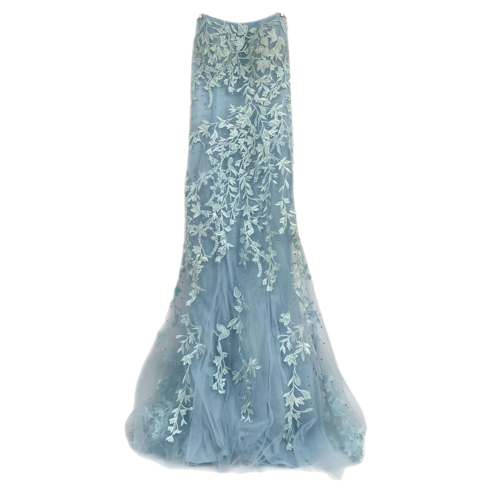 Stacees Blue Rhinestone Mermaid Formal Prom Dress