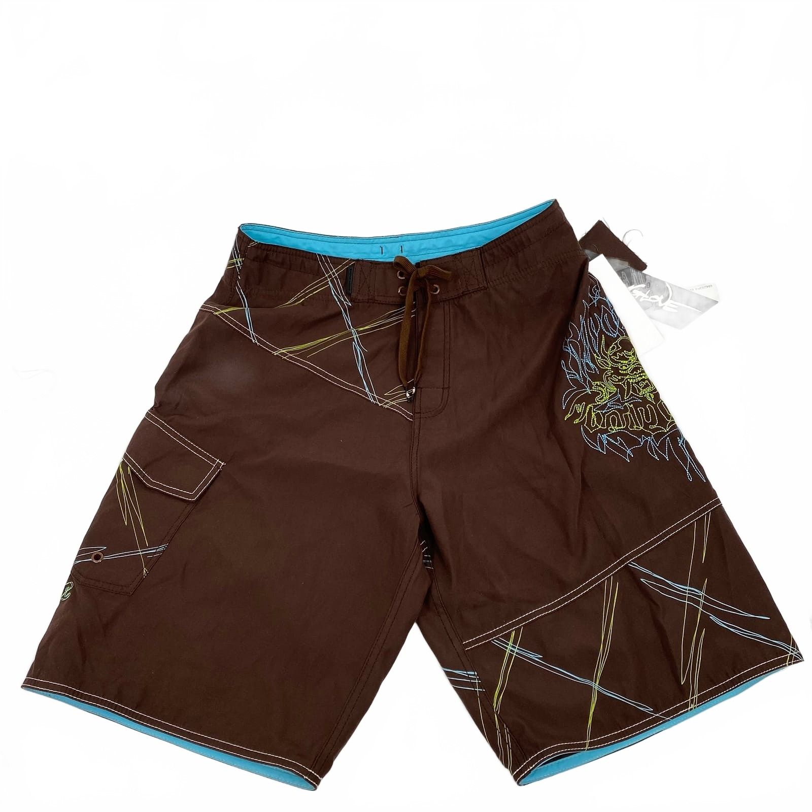 Body Glove Brown/Blue Board Shorts Embroidered