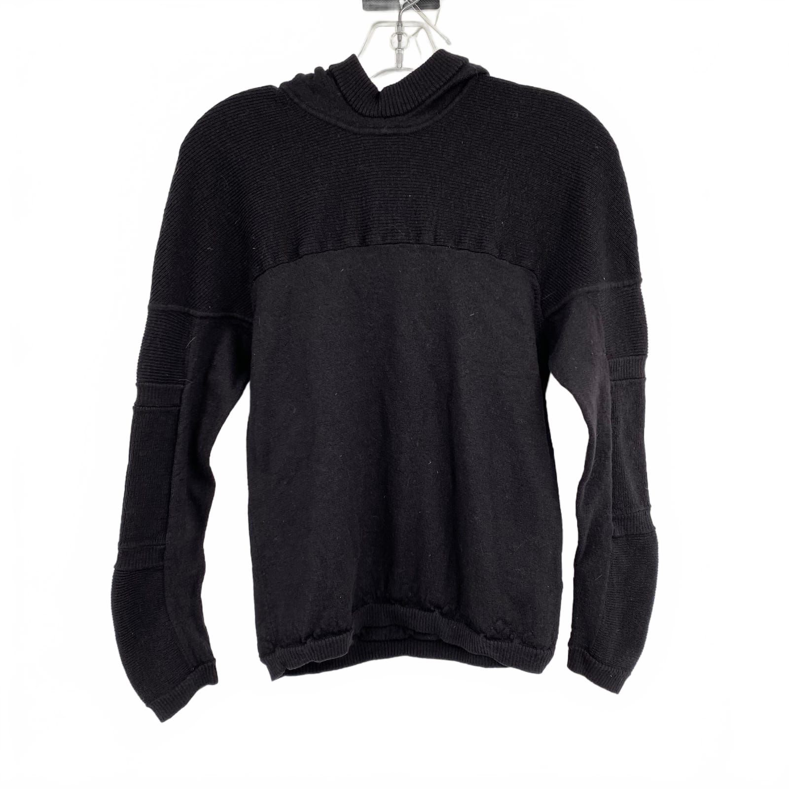 Helmut Lang Black 100% Merino Wool Hoodie