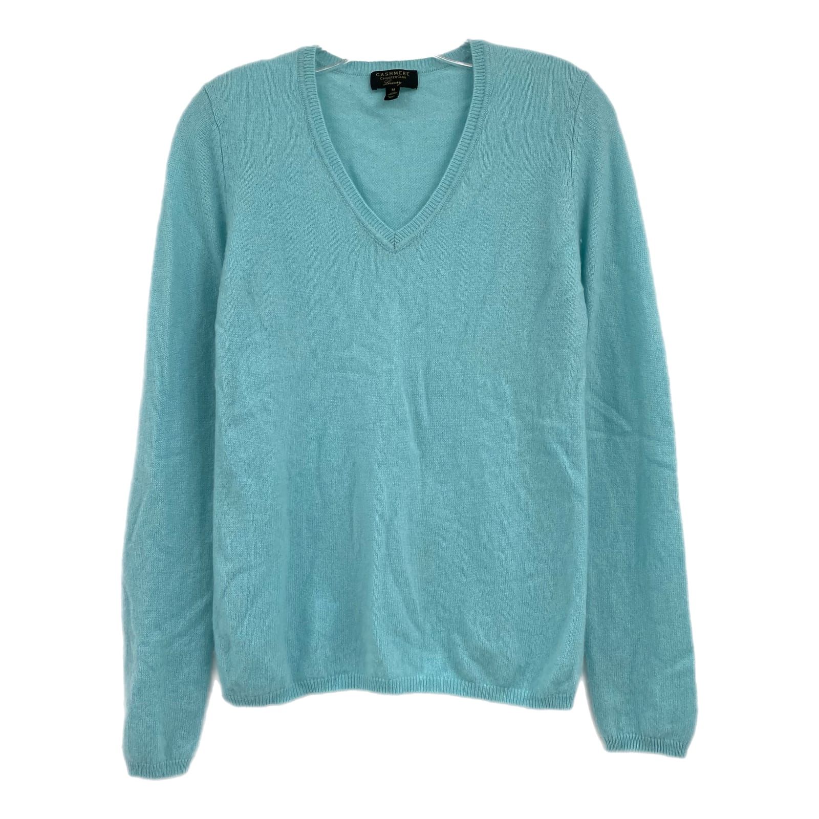 Charter Club Blue Cashmere V-Neck Sweater