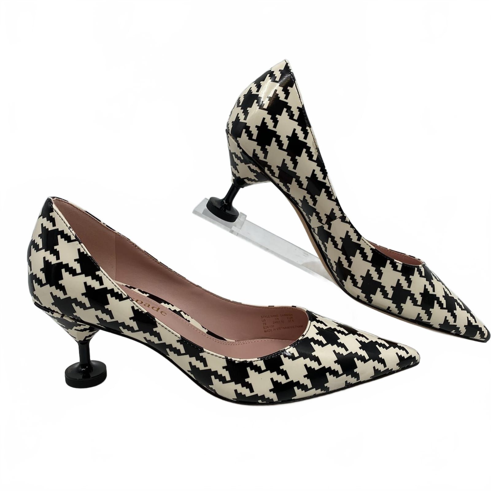 kate spade Black White Garnish Houndstooth Pointed Toe Heels