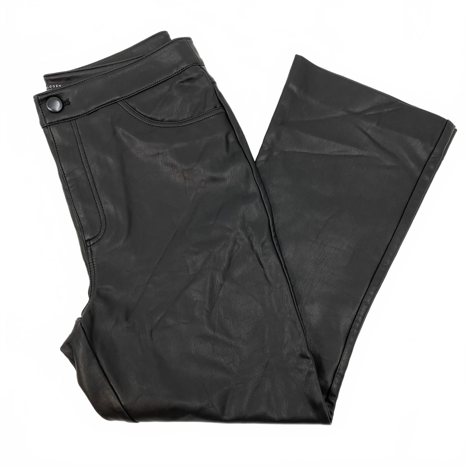 Halogen Black Faux Leather Cropped Flare Pants