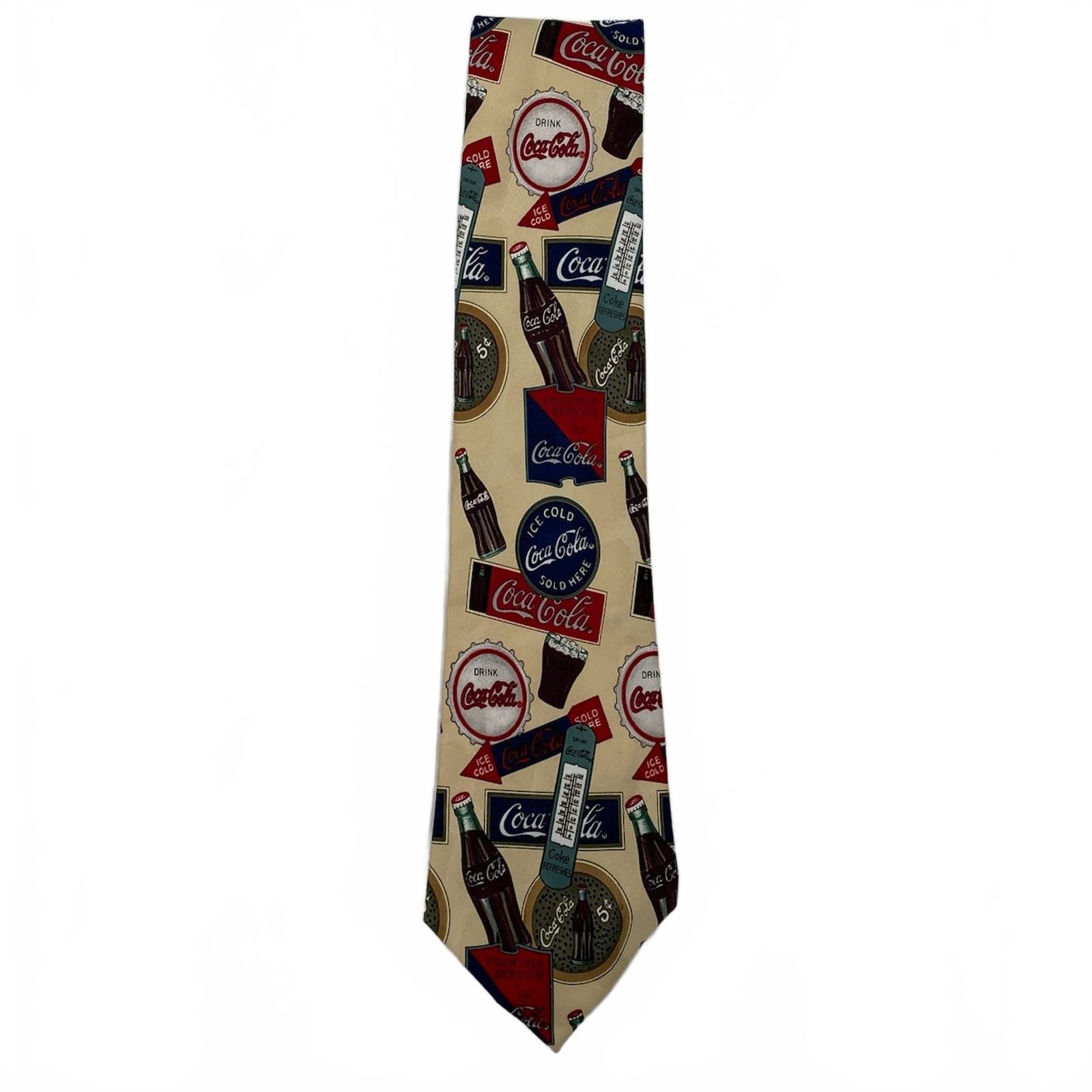 Coca Cola Blue Red Vintage Printed Tie