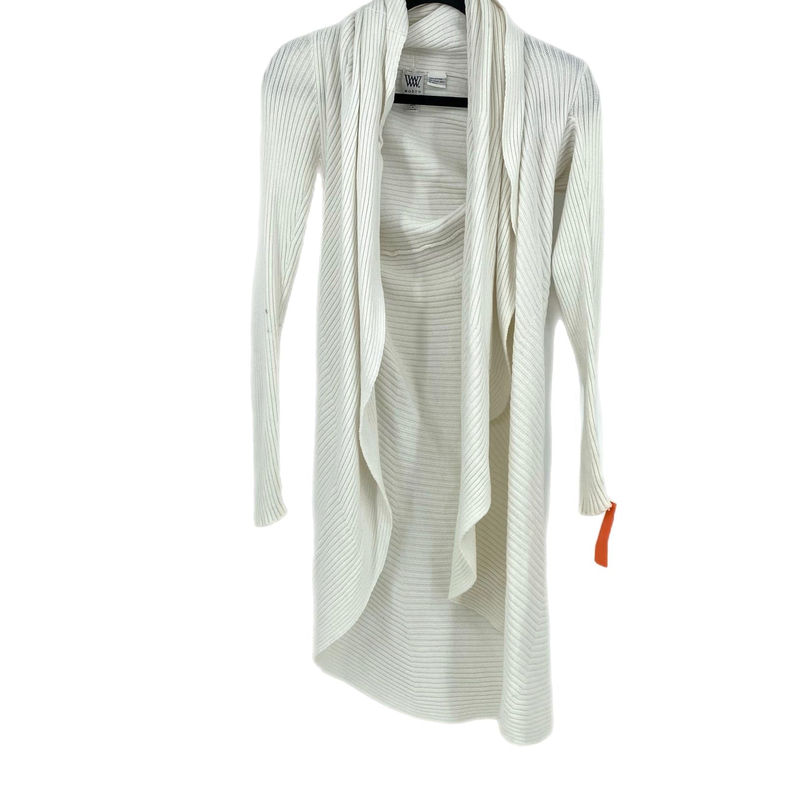 Worth White Cotton Cardigan Sweater