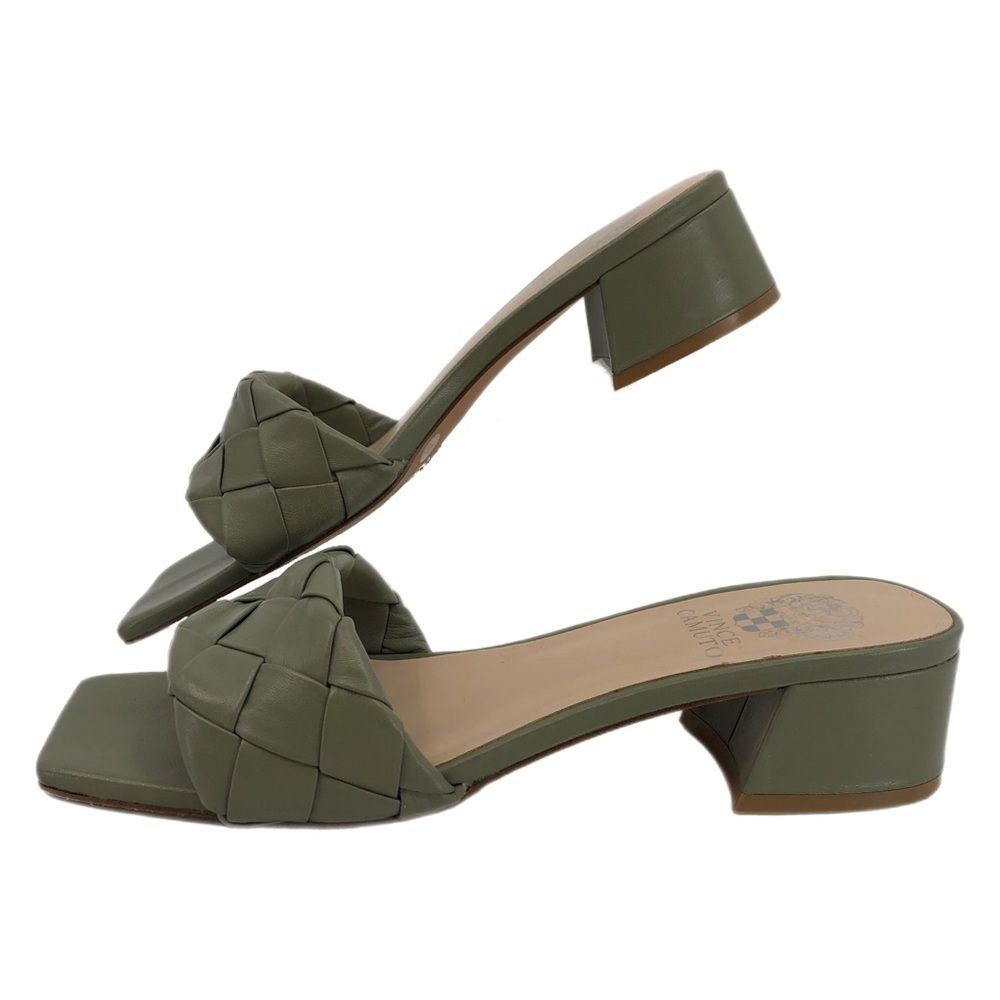 Vince Camuto Green & Tan Leather Wedge Heels
