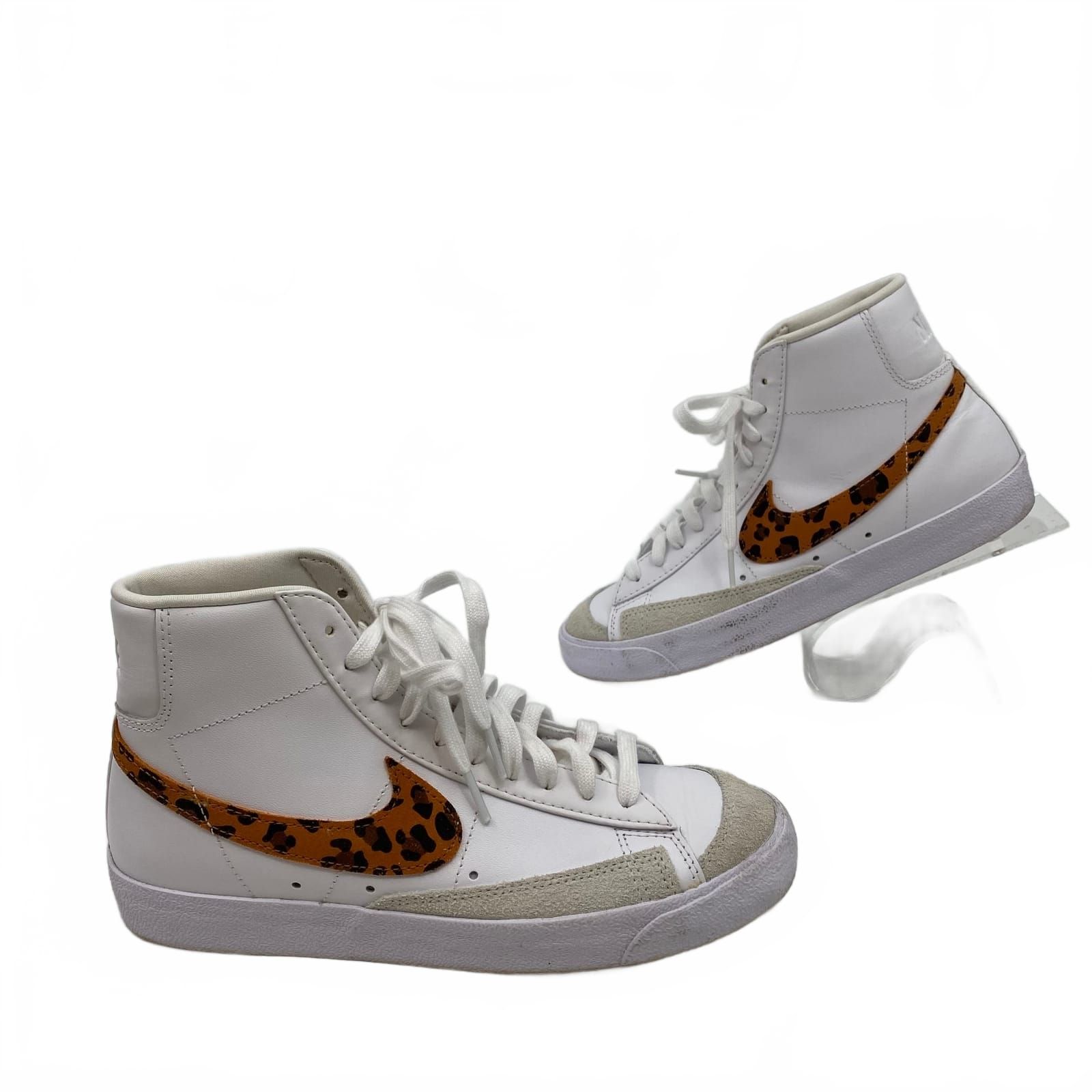 Nike White Leather Animal-Print Blazer Sneakers