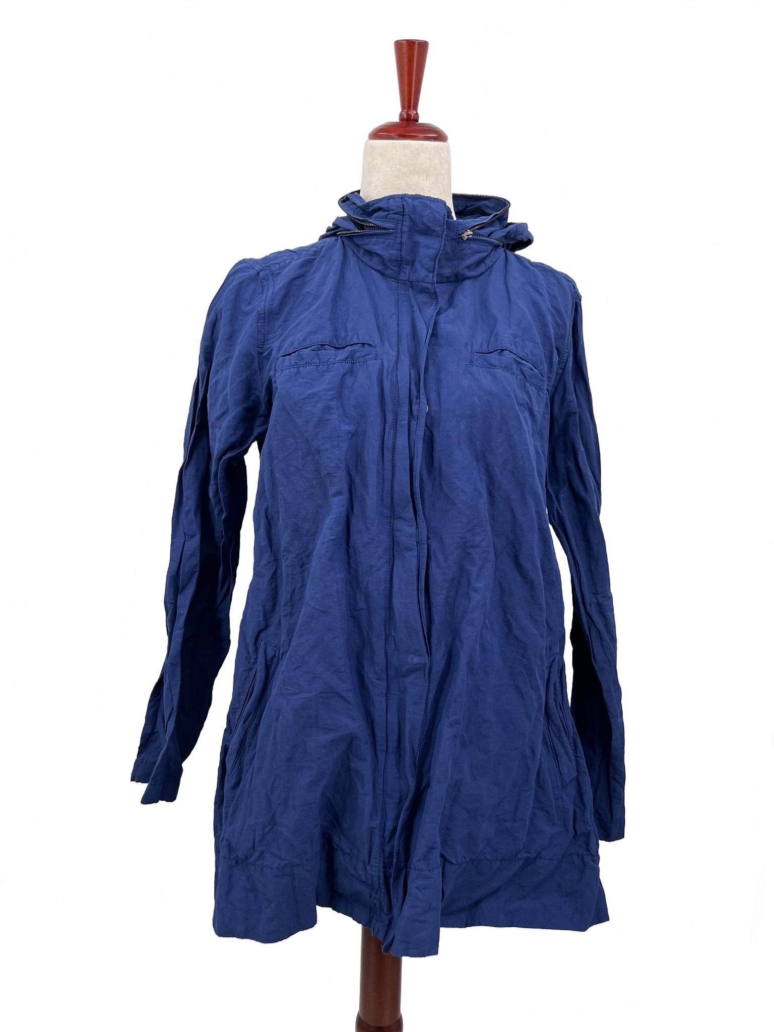 Eileen Fisher Blue Lightweight Hooded Jacket