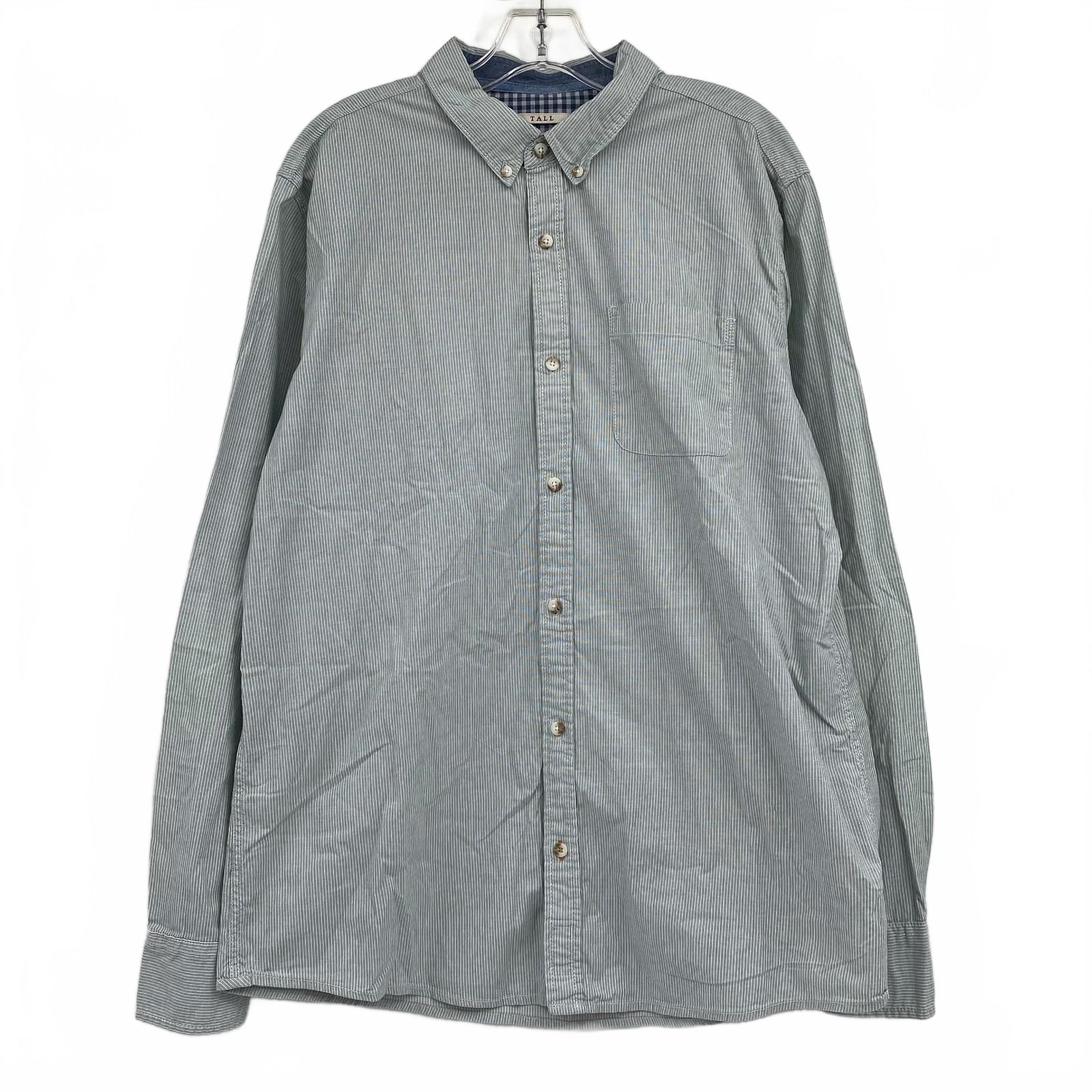 Fat Face Green White Striped Button Down Shirt