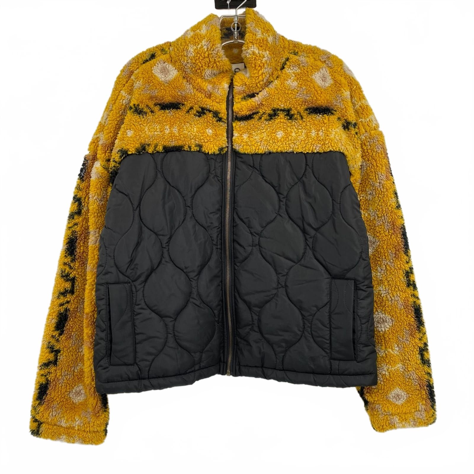 Thread & Supply Black Yellow Sherpa Puffer Jacket