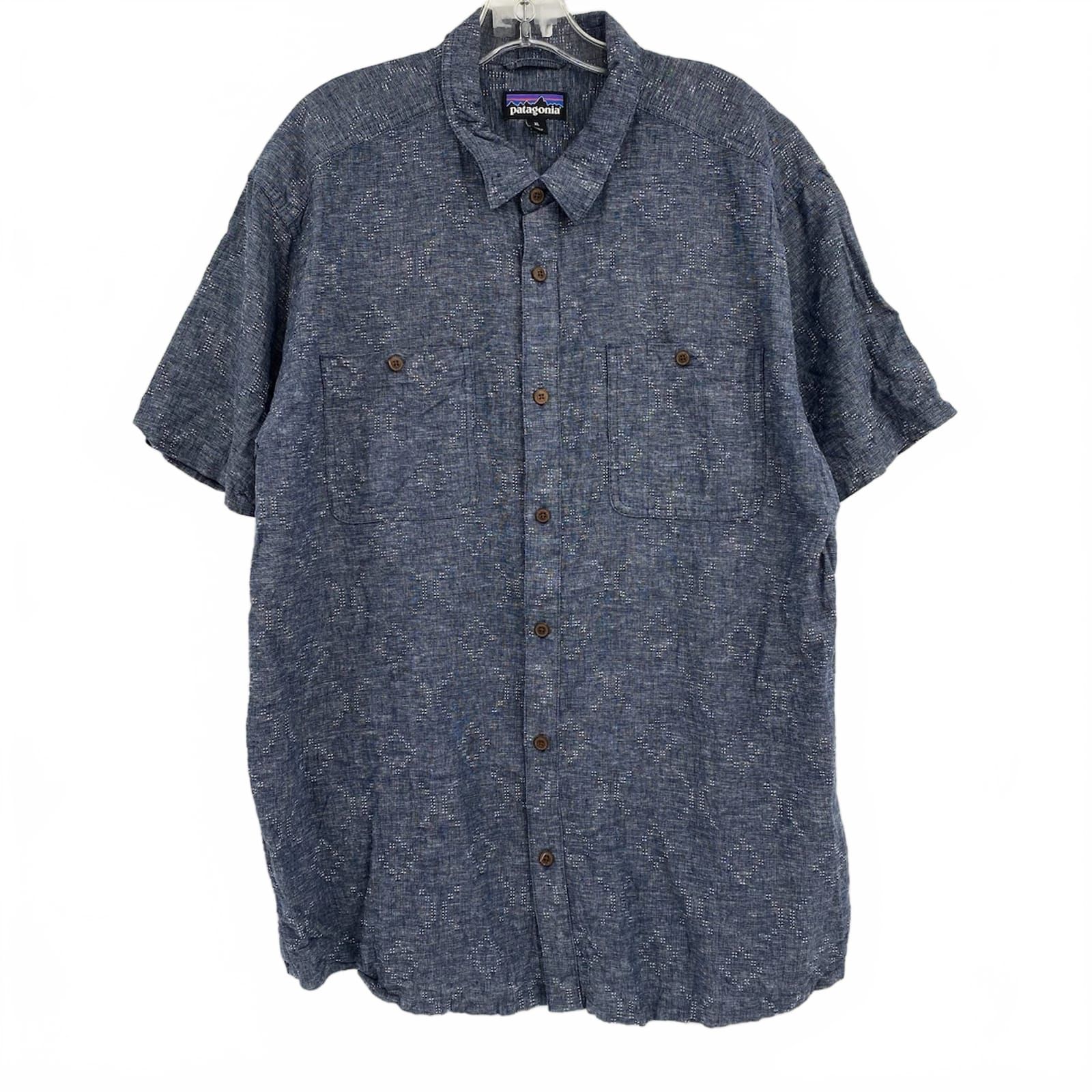 Patagonia Navy Hemp-Cotton Short Sleeve Shirt