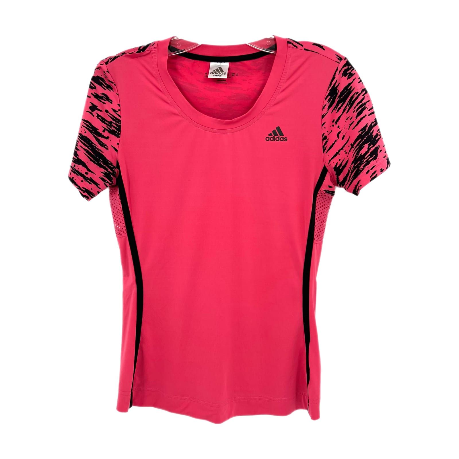 adidas Pink Black Slim-Fit Athletic T-Shirt