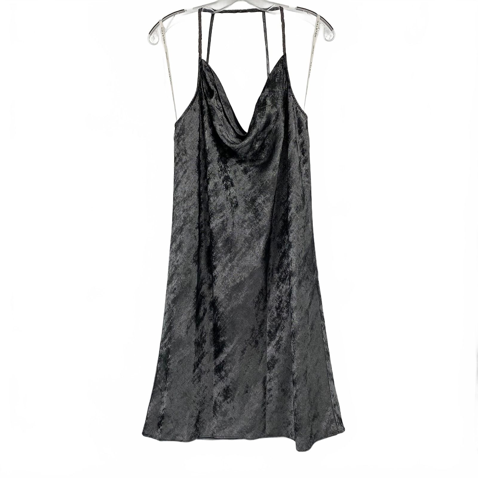 Halston Heritage Silver Cowl Neck Mini Dress