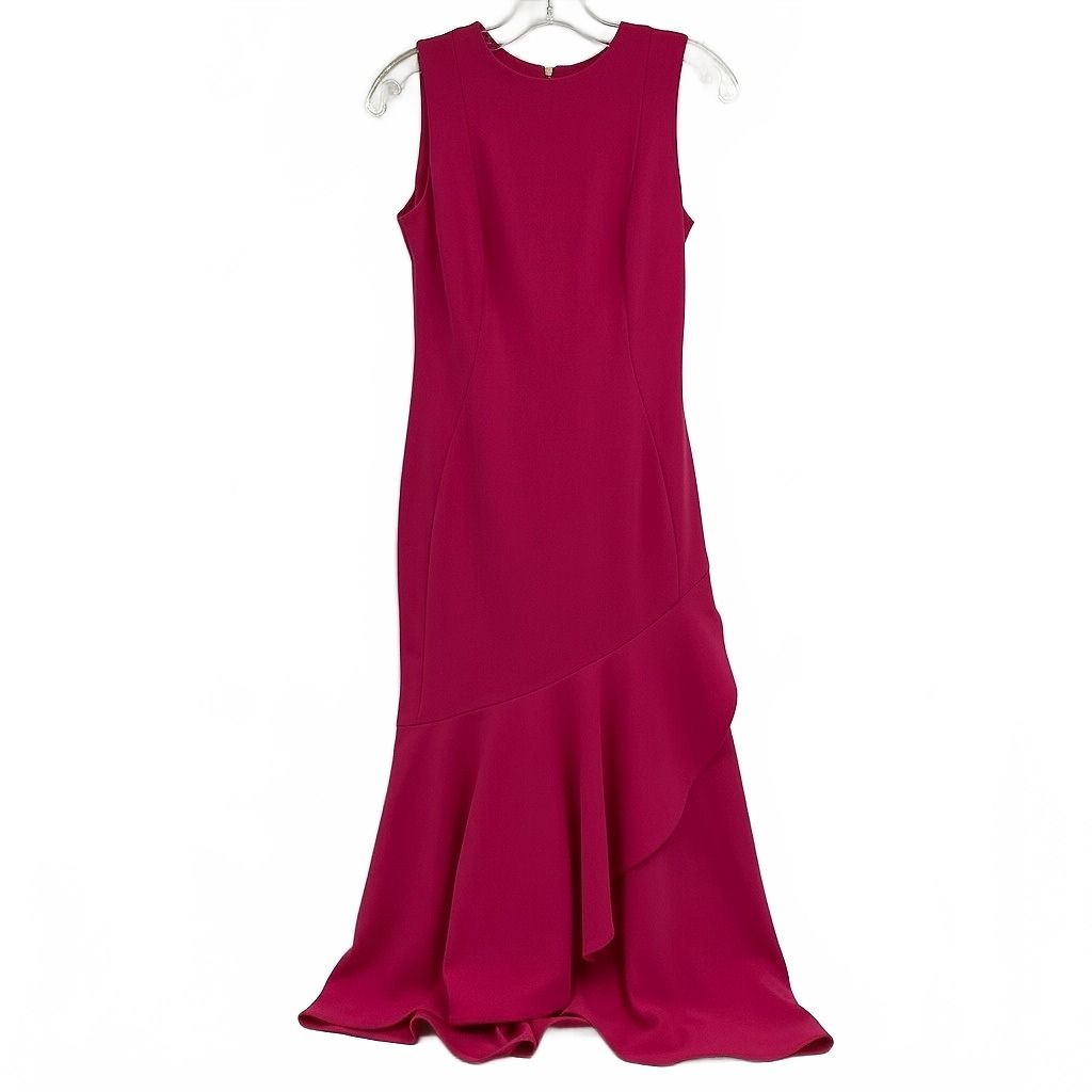 Calvin Klein Pink Ruffle Hem Sleeveless Midi Dress