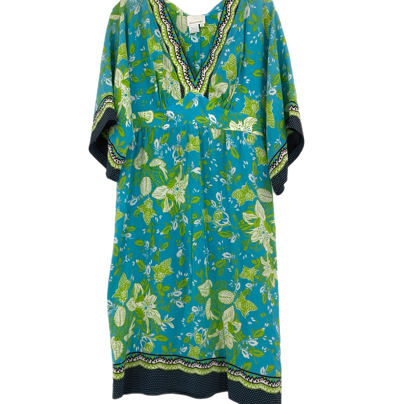 Donna Morgan Blue/Green Floral Mini Dress