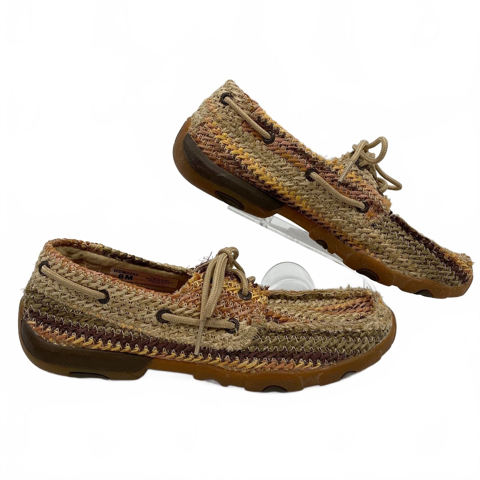 Twisted X Tan Brown Straw Driver Boat Shoes