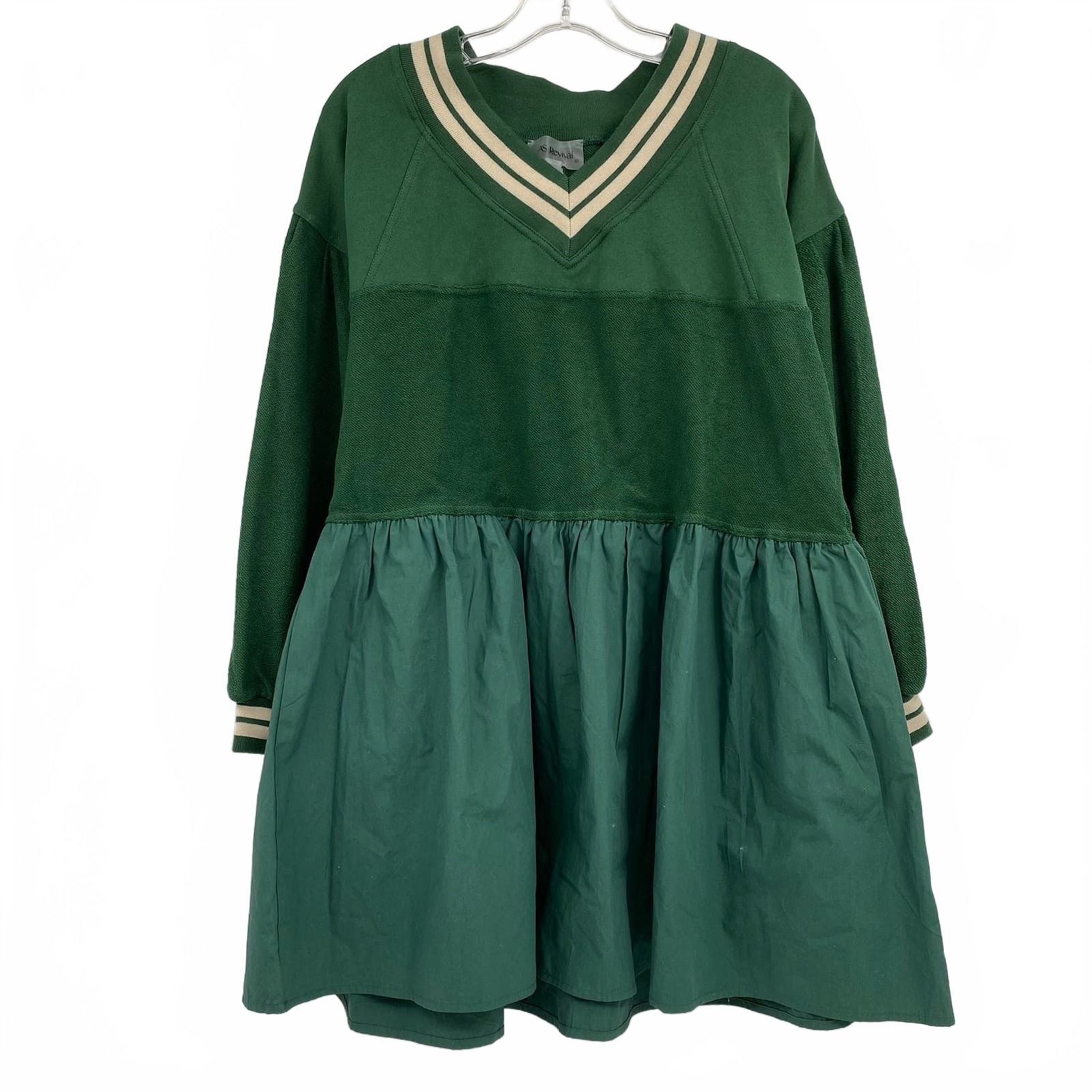 AS Revival Green Cream Sweatshirt Mini Dress