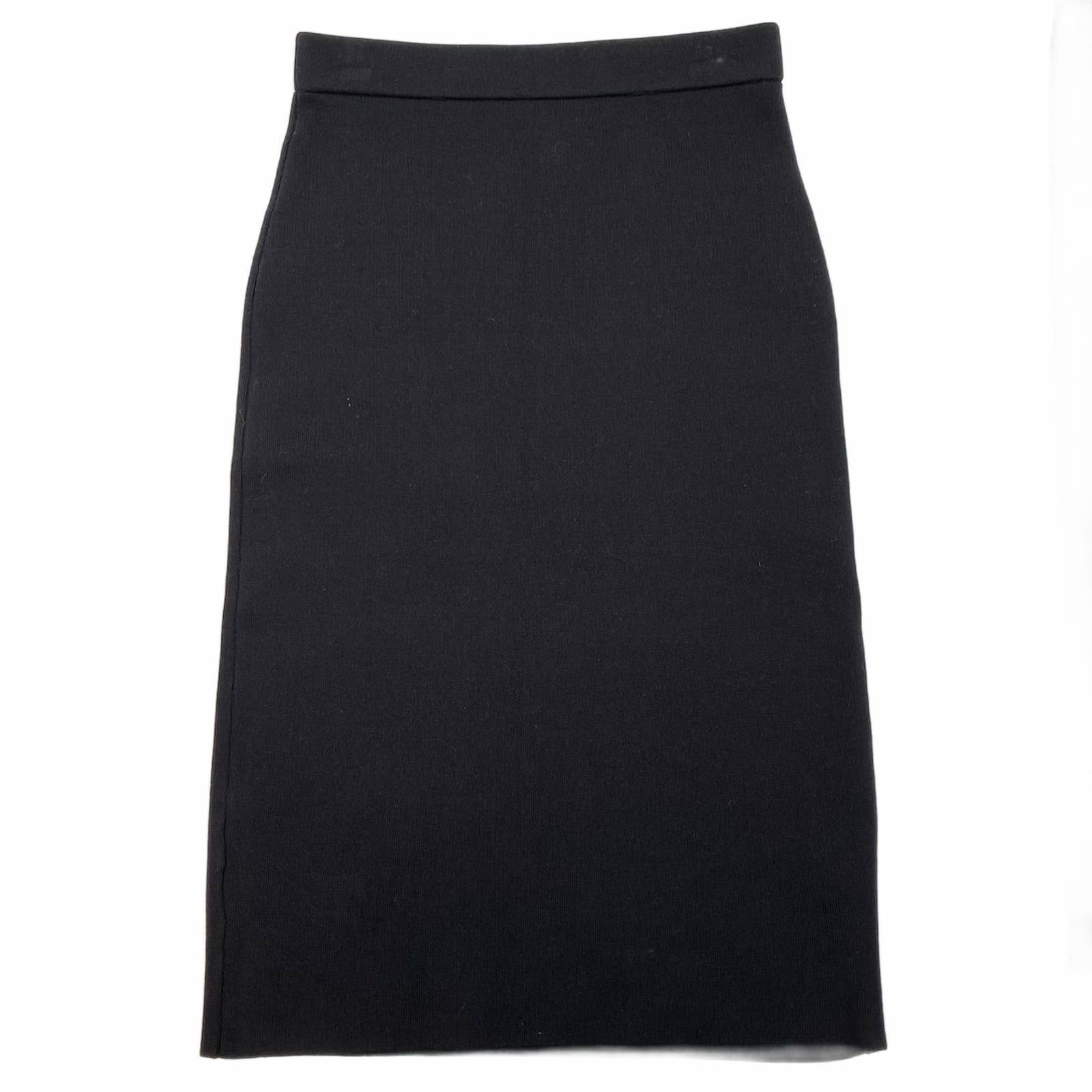 Donna Karan Black Knit Knee-Length Pencil Skirt