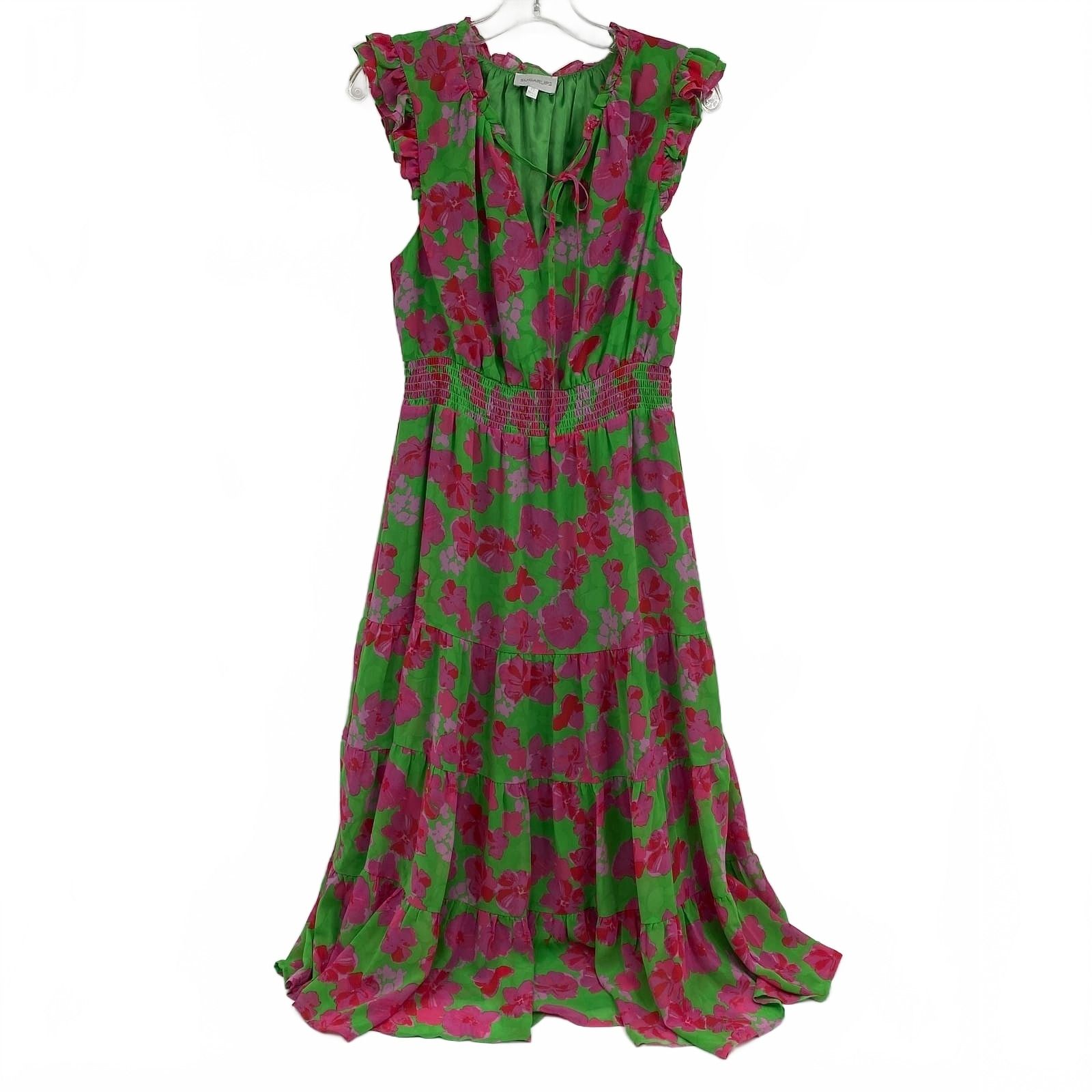 Sugarlips Green Floral Maxi Dress