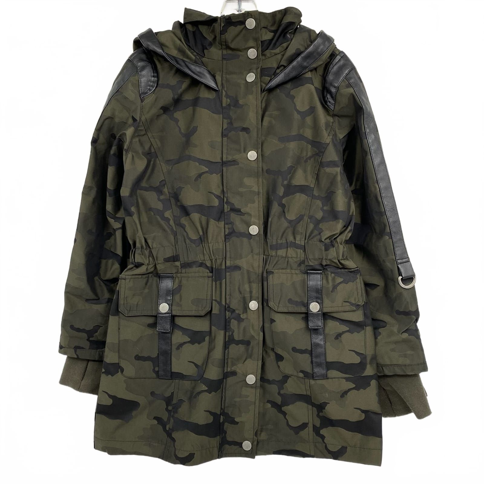 Habitual Green Camouflage Faux Leather Accent Jacket