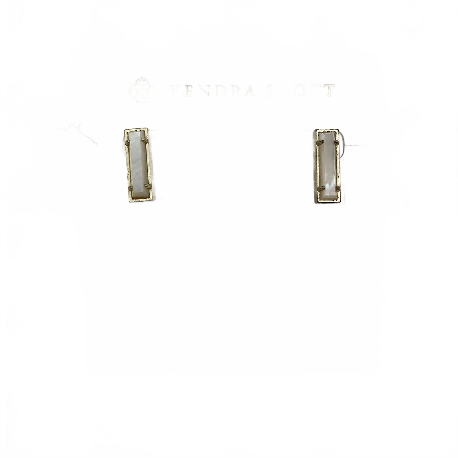 Kendra Scott Gold White Mother of Pearl Bar Earrings